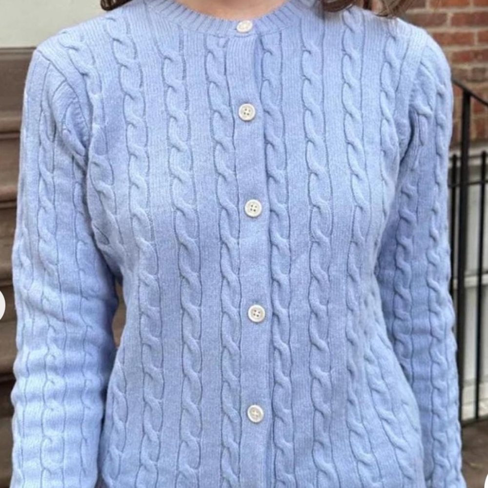 Brandy Melville Blue Cable Knit Cardigan Sweater